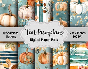 Fall Floral Digital Paper Bundle, 10 Seamless Patterns, Autumn Flowers ...