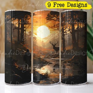 Hirsch Jäger 20 Unzen Becher Design, Becher Sublimation Design, dünn, gerade Becher PNG, Jagdsaison Becher Wrap, Hirsch und Jäger PNG