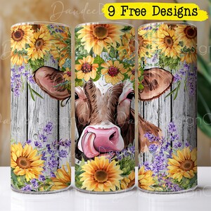 Cow 20 oz Tumbler Design, Farm Tumbler Sublimation Design, Skinny, Straight Tumbler PNG, Funny Cow Tumbler PNG, Cow and Sunflowers PNG
