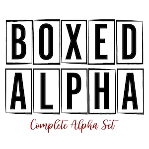 Letras del alfabeto en caja, conjunto de alfabeto en caja, alfabeto en caja grunge, diseño de conjunto de alfabeto, letras mayúsculas, números, caracteres especiales, archivo digital