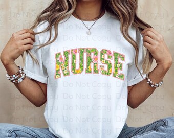 Boho Floral Nurse PNG, Varsity Font Nurse Shirt Design, RN LPN, Registered Nurse, Spring Floral Nurse Sublimation Design, Dtg Design, D021