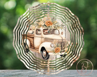 Spring Wind Spinner PNG, Floral Truck Wind Spinner Design, Wind Spinner Sublimation Design, Vintage Truck PNG, Rustic Truck, Digital File