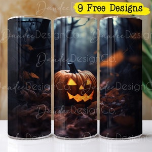 Halloween 20oz Tumbler Design, Fall Tumbler Sublimation Design, Skinny Straight Tumbler PNG,  Spooky Jack-o-Lantern Tumbler Wrap, Creepy PNG