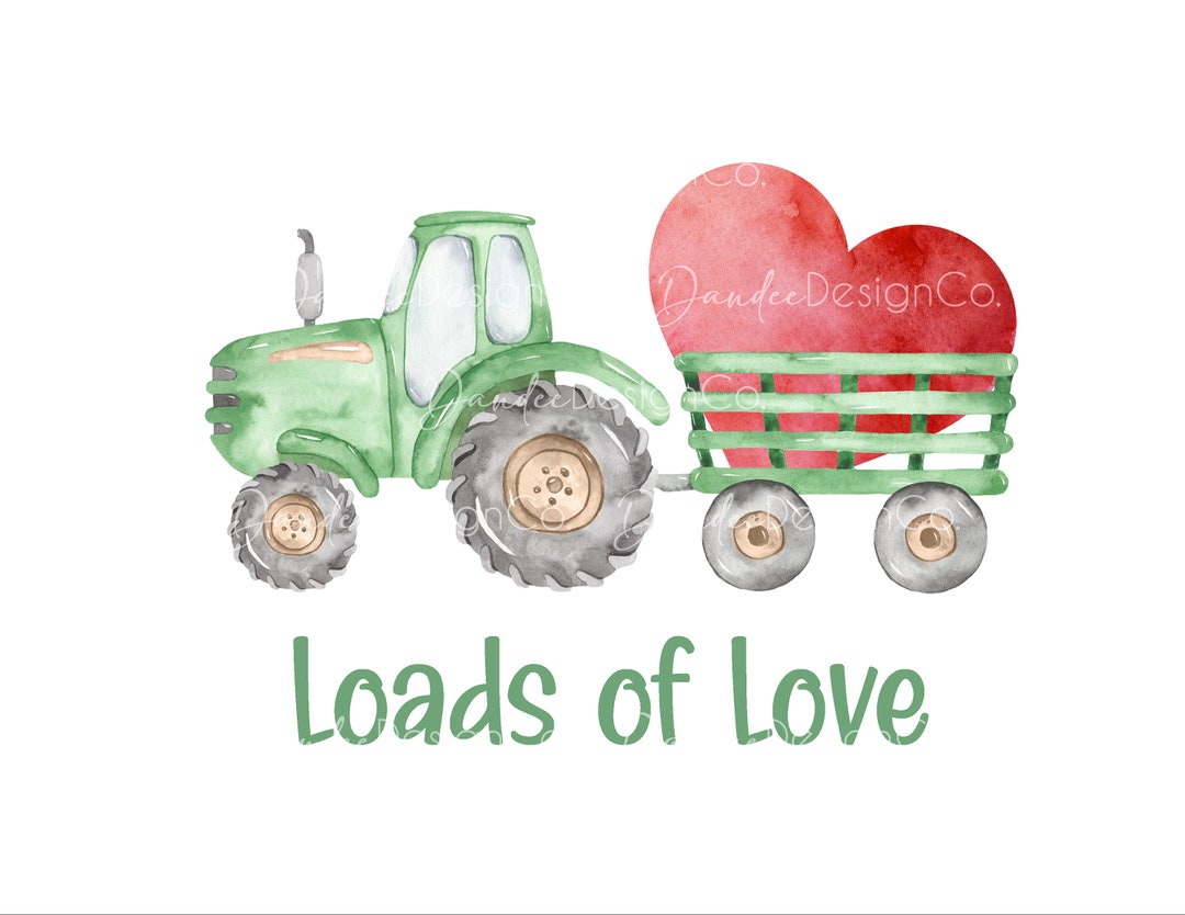 Valentine Tractor PNG, Valentine Tractor Sublimation Design, Green ...