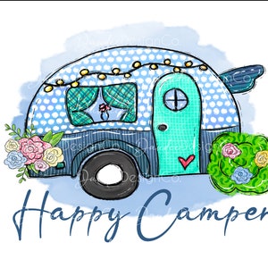 Happy Camper PNG, design de sublimação Happy Camper, Camper PNG, arte desenhada à mão, download digital