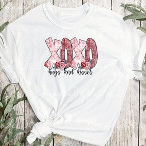 XOXO Hugs and Kisses Valentine PNG, Valentine's Day Sublimation Design ...