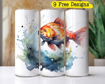 Diseño de vaso de pescado de 20 oz, diseño de sublimación de vaso, PNG de vaso recto delgado, envoltura de vaso de pescador, PNG de vaso de pesca, diseño de pescado