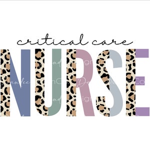 Nurse PNG, Boho Nurse sublimation design, Critical Care Nurse Sublimation design, Half leopard print Nurse Png, RN, LPN, Digital download