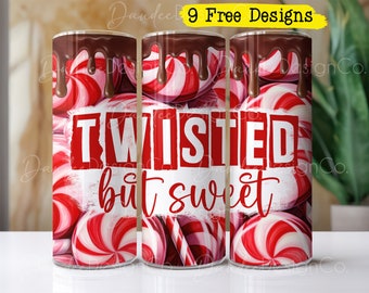 Twisted But Sweet 20oz Tumbler Design, Skinny Straight Tumbler PNG, Peppermint Candy Tumbler Sublimation Design, Christmas Tumbler Wrap