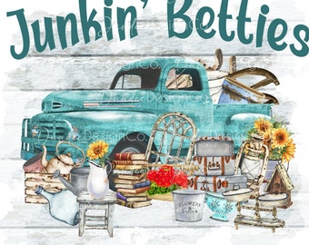Vintage truck PNG, Junkin' Betties PNG, Thrifting Truck, Junking Png, Sublimation design, Junk truck PNG, Yard Sale Design, Flea Market Trip