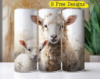 Sheep 20oz Tumbler Design, Skinny Straight Tumbler Sublimation Design, Sheep Mom and Baby Tumbler Design, Sheep and Lamb, Sheep Tumbler Wrap