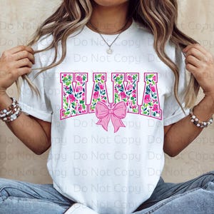Floral Coquette Mama PNG, Mother&#39;s Day Png, Preppy Mama Png, Varsity Font MAMA and Bow Png, Sublimation Design, DTG Design, D001