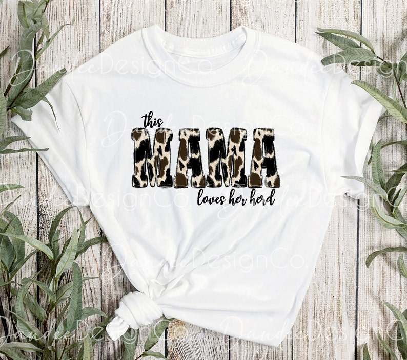 Cowhide MAMA PNG Sublimation Design This Mama Loves Her Herd - Etsy