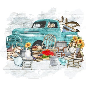 Vintage truck PNG, Junkin&#39; Truck PNG, Thrifting Truck, Junking Png, Sublimation design, Junk truck PNG, Yard Sale Design, Flea Market Trip