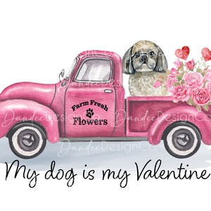 Valentine Dog PNG, Valentine Truck, My Dog is my Valentine PNG, Valentine Sublimation Design, Shih Tzu PNG, Téléchargement numérique