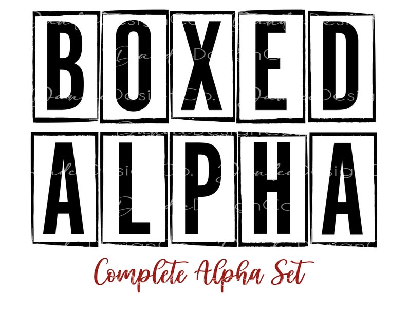Boxed Alphabet Letters Boxed Alpha Set Grunge Box Alphabet Etsy