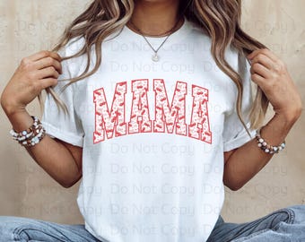 Coquette Mama PNG, Mother's Day Png, Preppy Mama Png, Varsity Font MAMA, Sublimation Design, DTG Design, Coquette Cherries & Bows Mama, D014