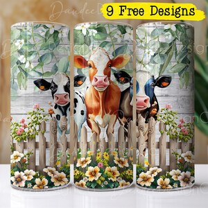 Cow 20 oz Tumbler Design, Farm Tumbler Sublimation Design, Skinny, Straight Tumbler PNG, Funny Cow PNG, Cows and Flowers Tumbler Design