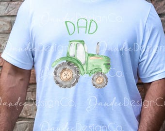 Papá con tractor verde PNG, diseño de esposa de granja en acuarela (descarga digital)