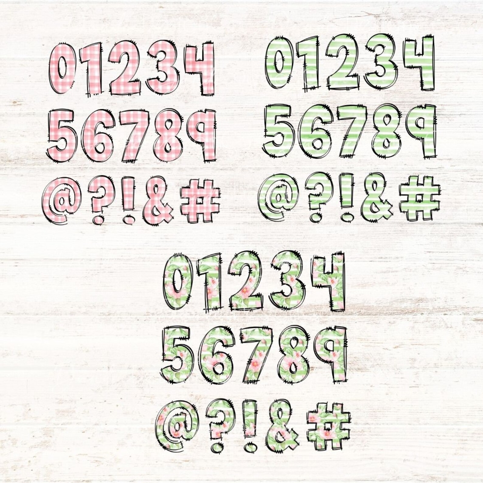Doodle Letters, 3 Complete Alphabet Sets, Floral Alphabet PNG Set ...