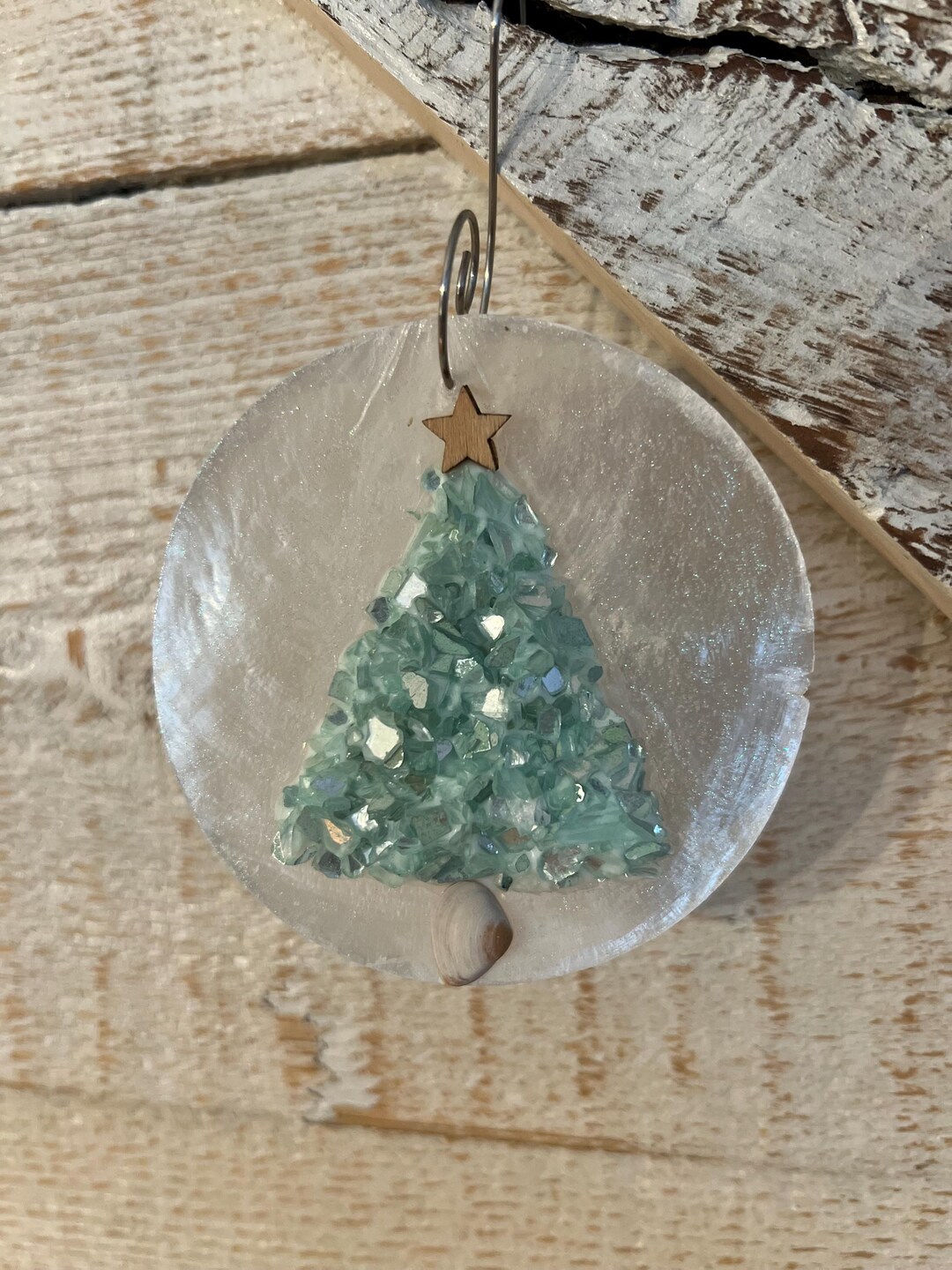 Capiz Shell Christmas Tree Ornament: Beachy Coastal Art - Etsy