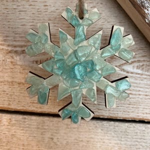 Seaglass glitter snowflake ornament / coastal ornament/beachy ornament