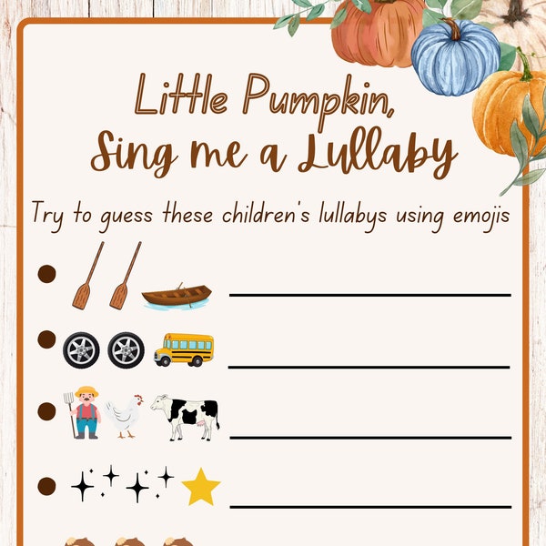 Little Pumpkin Lullaby Baby Shower Game