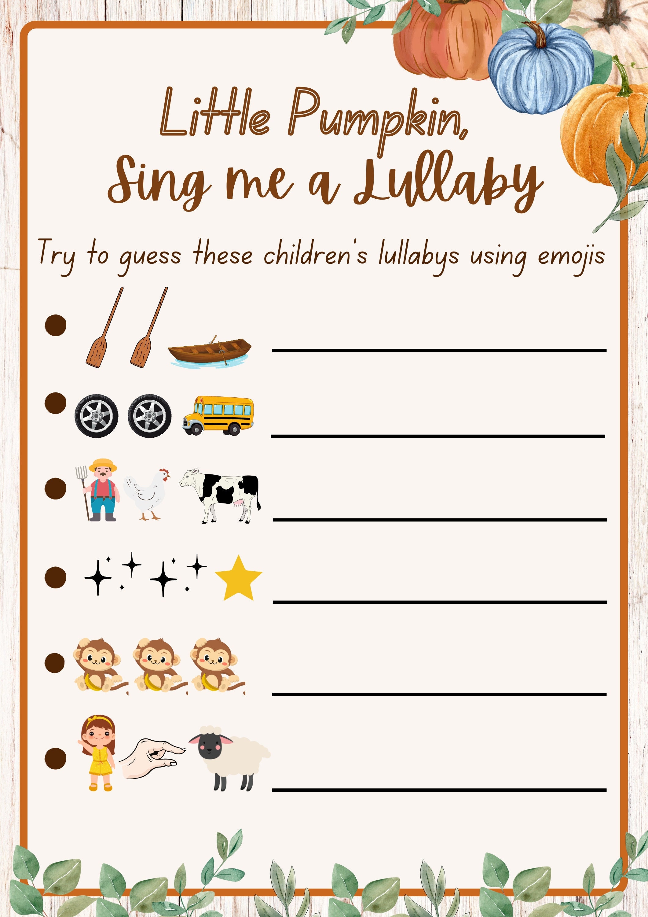 Little Pumpkin Lullaby Baby Shower Game - Etsy