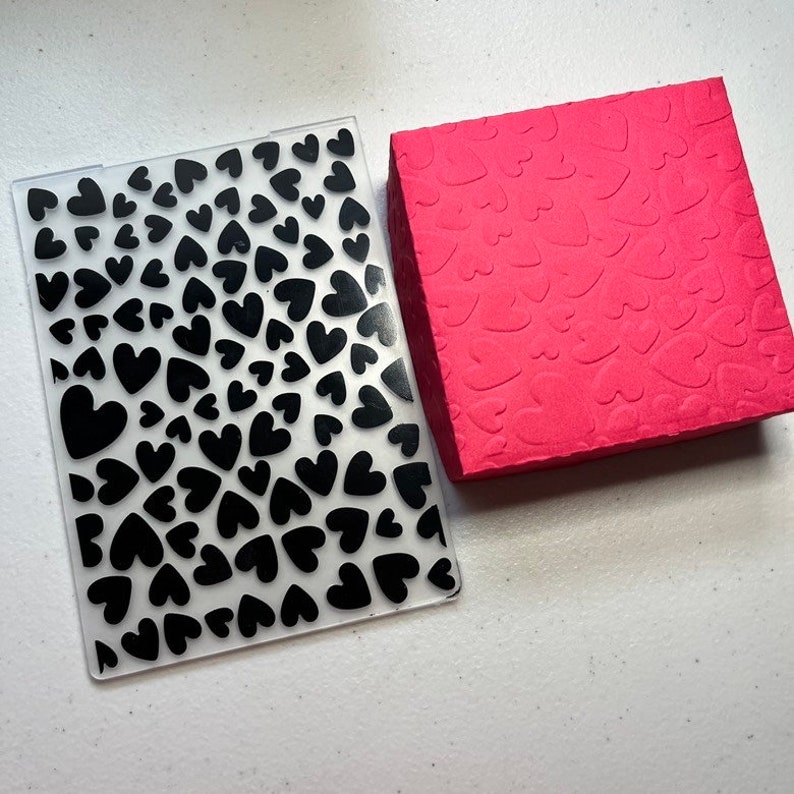 Big Hearts Embossing Folder Background Embossing Folders Etsy