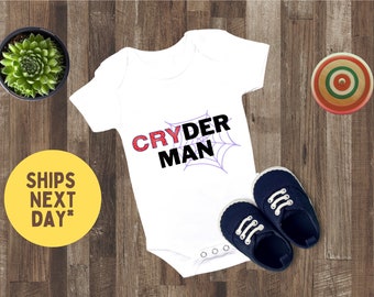 SpiderMan Parody Baby Onesie, Cryder Man Baby Onesie, Superhero Baby Bodysuit, Baby Clothes for Boy, New Baby Boy Clothing