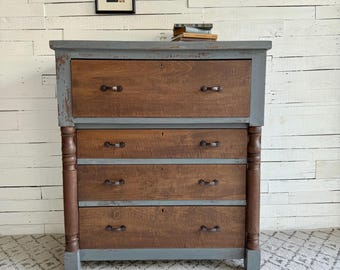 Chippy Gray Farmhouse Antique Dresser