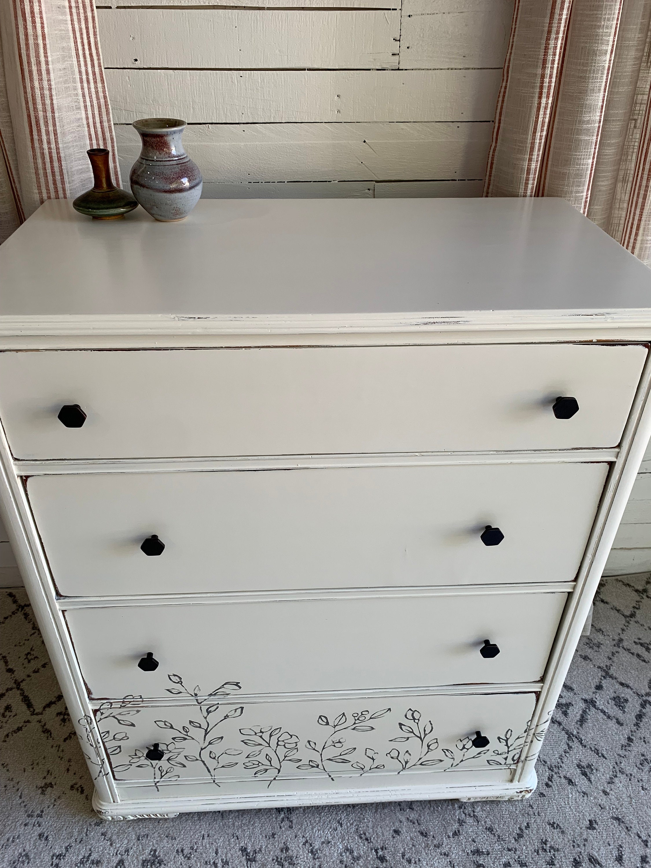 Creamy White Floral Vintage Dresser - Etsy