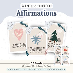 Winter-Themed Positive Affirmation Cards for Kids | Affirmation Cards | Positive Notes