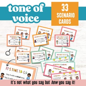 Tone of Voice Cards for Kids  | Tone of Voice Scenario Cards | Social Skills for Kids  | Social-Emotional Learning Activities