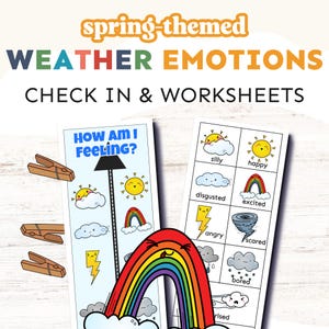 Weather Emotions Check-In Chart | Calm Down Corner | Emotion Worksheets | Feeling Coloring Pages | Feeling Chart | Coping Skills for Kids