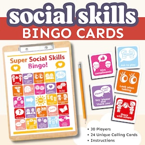 Social Skills BINGO Game | Printable BINGO Game | 30 Players | Social Emotional Learning Therapy Game