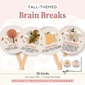 Fall Brain Breaks | Brain Break Activities | Brain Break Cards