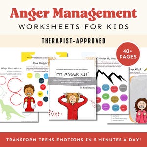 Anger Management Worksheets, Anger Journal, Anger Thermometer | Anger Iceberg, Therapy Office Decor, Social Emotional Learning Lessons