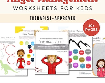 Anger Management Worksheets, Anger Journal, Anger Thermometer | Anger Iceberg, Therapy Office Decor, Social Emotional Learning Lessons