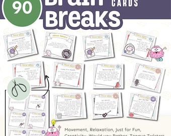 Brain Breaks Cards for Kids  | Classroom Management | Movement Breaks  | Mindfulness Cards