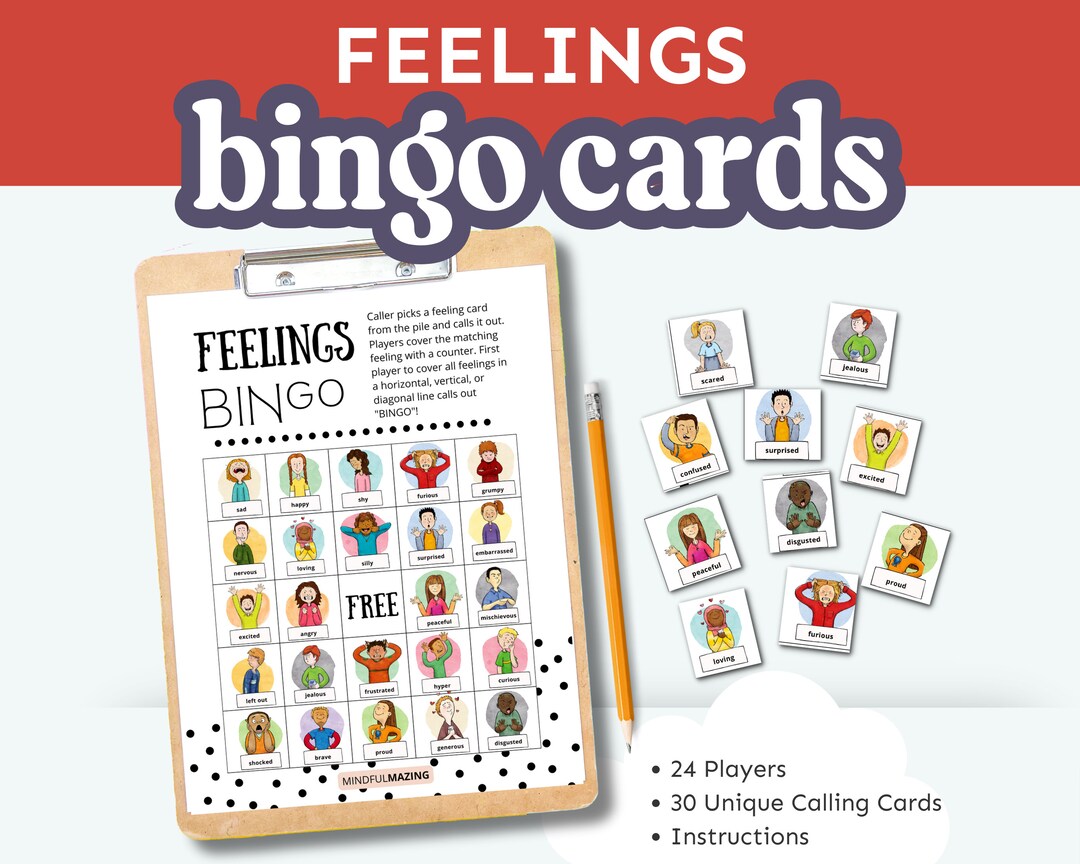 Feelings BINGO Game Printable BINGO Game Social Emotional Learning Feelings BINGO Game Printable BINGO Game Social Emotional Learning
