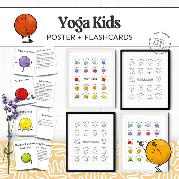 Yoga Cards for Kids | Yoga Poster Set | Yoga Pose Cards for Kids | Calming Corner | Mindfulness Activities for Kids