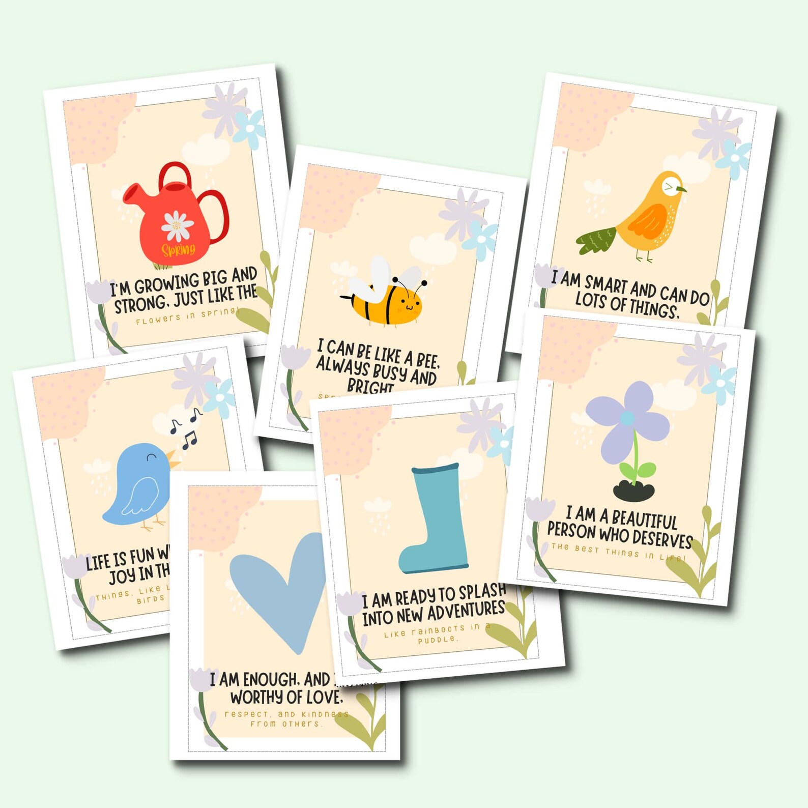 Positive Affirmation Cards for Kids [spring-themed] Affirmation ...