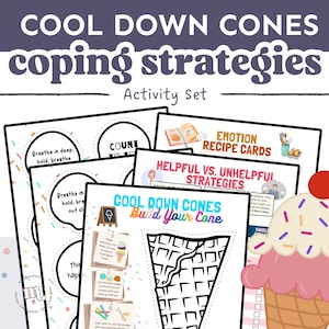 Cool Down Cones Coping Strategies, Coping Skills List, Emotional Regulation SEL Activities, Coping Skills for Kids, Coping Skills Toolbox