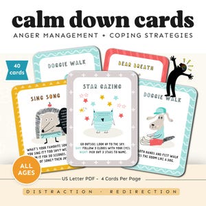 Calm Down Cards | Mindfulness Cards | Breathing Cards | Coping Skills | Anger Management | Emotional Regulation