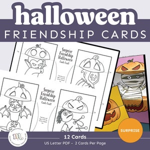 Halloween Friendship Cards, Surprise Cards Craft, SEL Friendship Printable Craft, Fall Friendship Craft, Surprise Pop Up Card Friendship Set