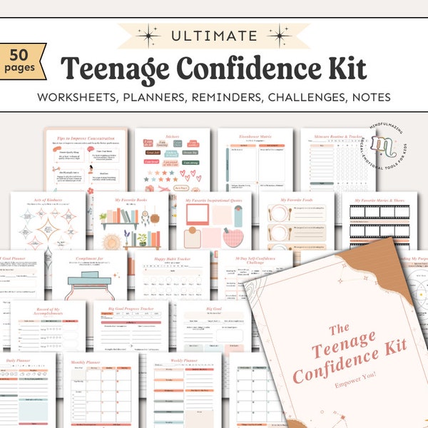 Teenage Confidence Workbook Worksheets, Therapist Resources, Teacher Resources, Self Esteem Journal, Self Esteem Teens, Planner