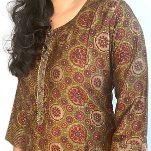 Indian traditional ethnic women kurta pant, salwar Kurti dress red printed Kurti set tunic top gift for women&#39;s girl summer dress