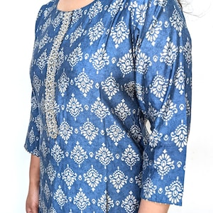 Kurta Pant Set: Indian Salwar Kameez Suit Sky Blue