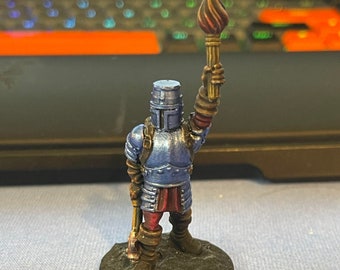 Paladin with Torch in Plate Armor with Axe | Miniature for RPGs | D&D 5e Pathfinder Dungeons and Dragons | FDM PLA | Unpainted